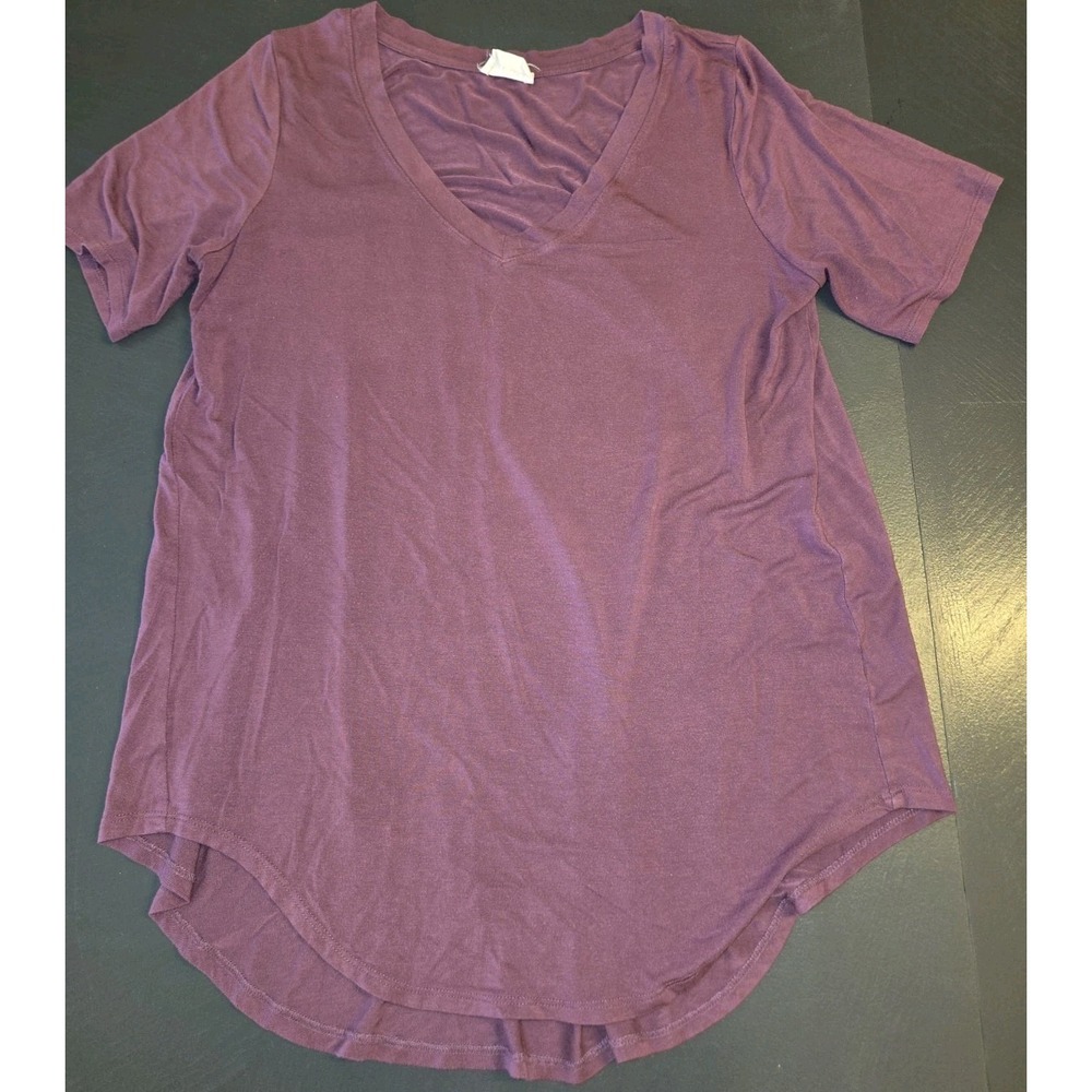 ELLIE autumn Purple Short Sleeve Scoop Neck Knit T-Shirt L Rayon